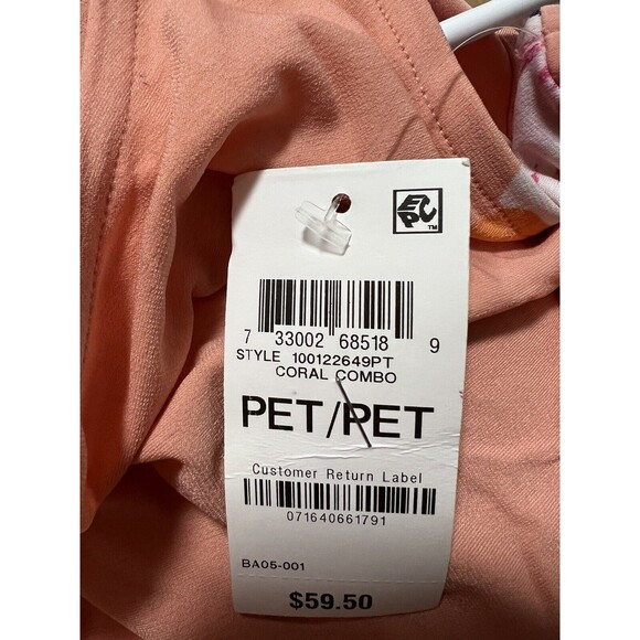 JM Collection Women's Floral Shift Jersey Sleeveless Dress, Size PP coral combo - Picture 5 of 7